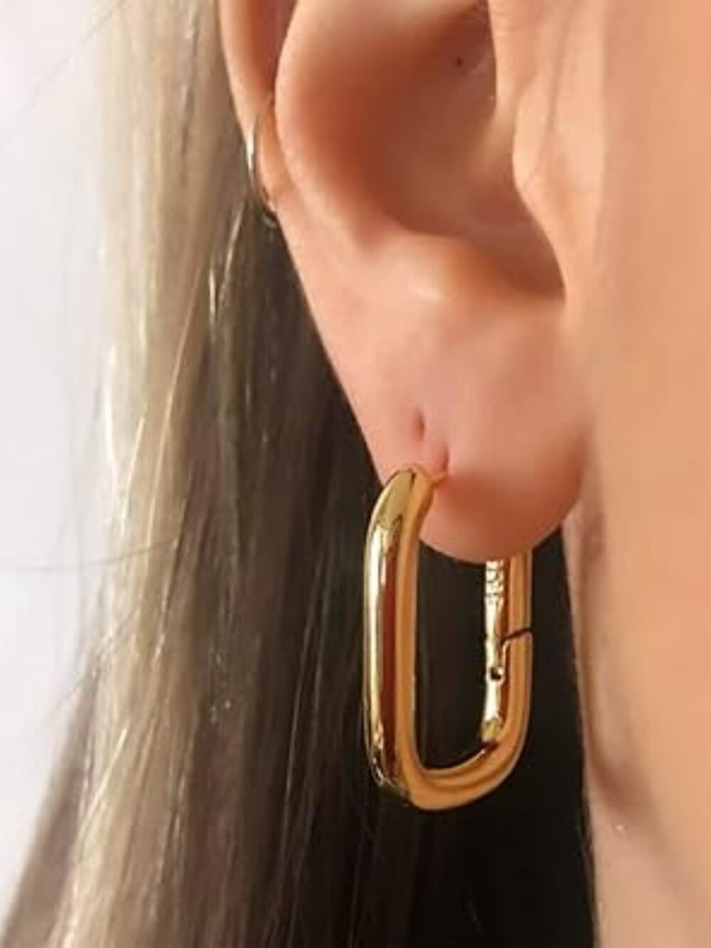 NEW Chunky Gold Stud Earrings 14k Gold Plated Hypoallergenic Square Open Set